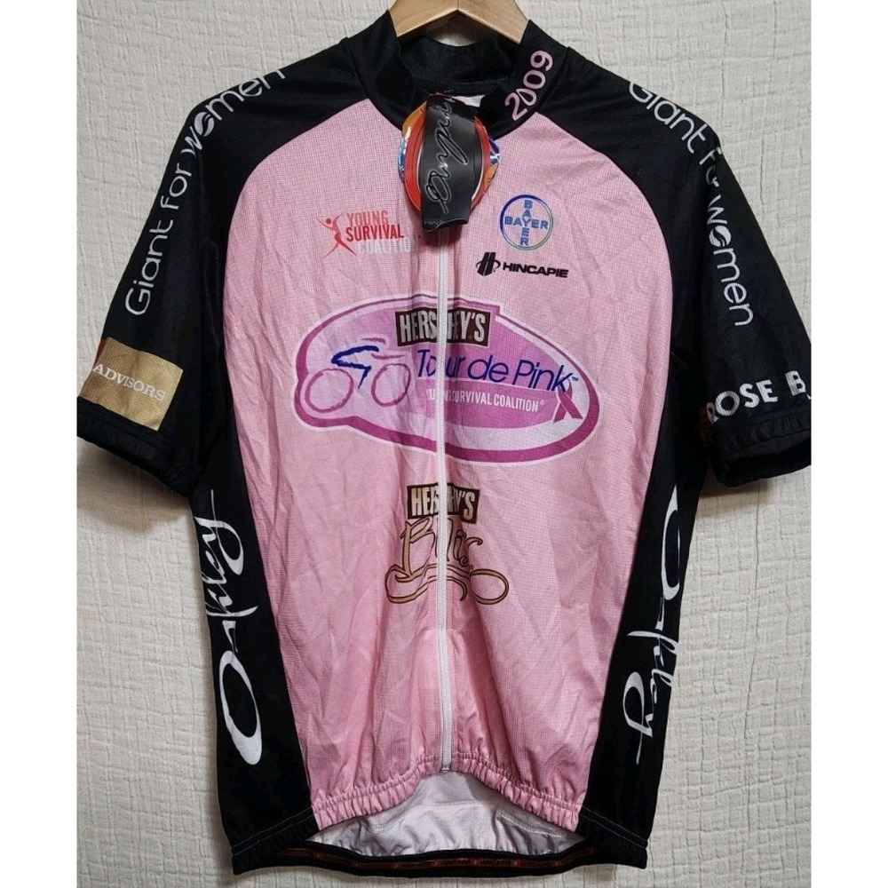 Hincapie‎ Cycling Jersey Sz L Sponsor Black Pink Hersey Biking Riding NWT